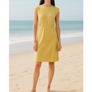 Vintage 70s Butter Yellow Terrycloth Dress Womens 8 Tennis Prep Retro Sport